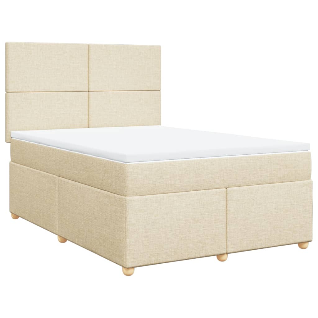 Krevet s oprugama i madracem krem 140 x 190 cm od tkanine
