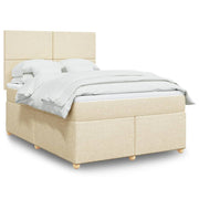 Krevet s oprugama i madracem krem 140 x 190 cm od tkanine