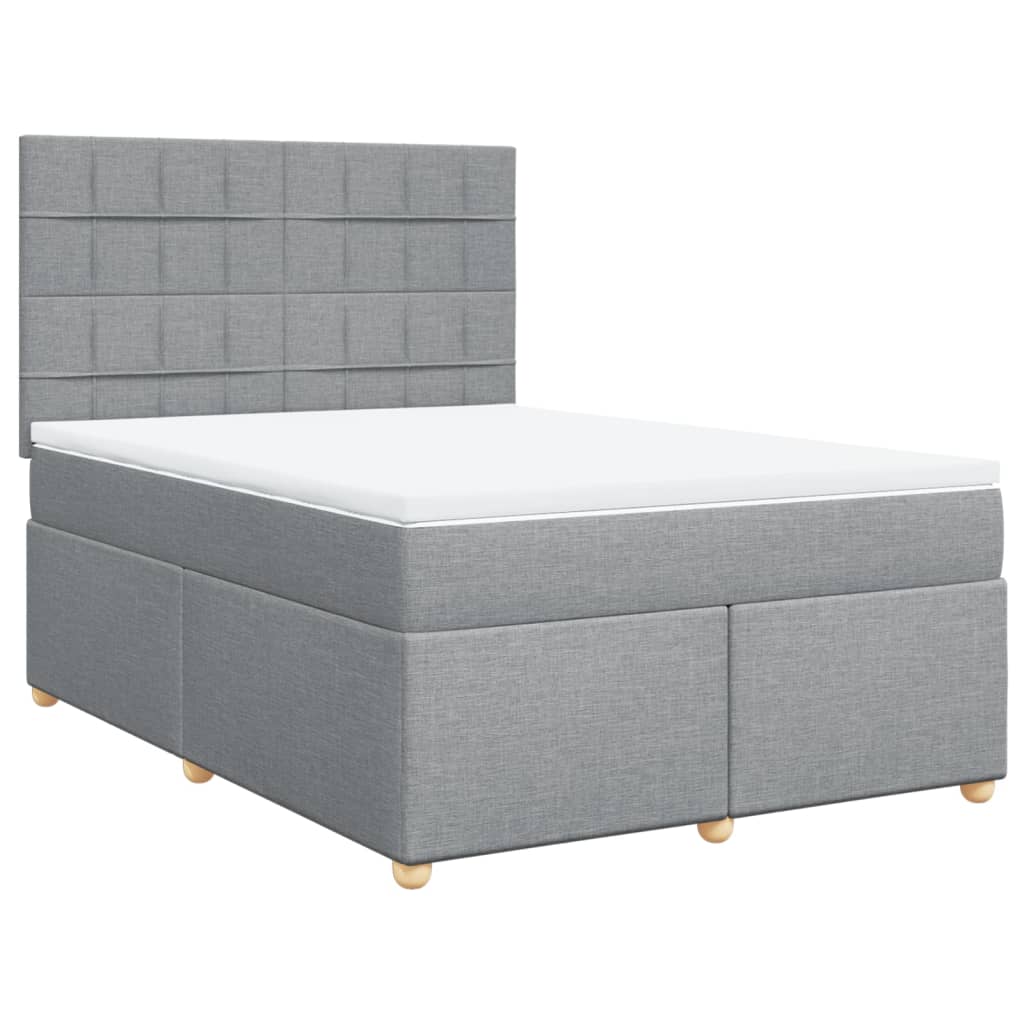 Krevet box spring s madracem svjetlosivi 140x200 cm od tkanine