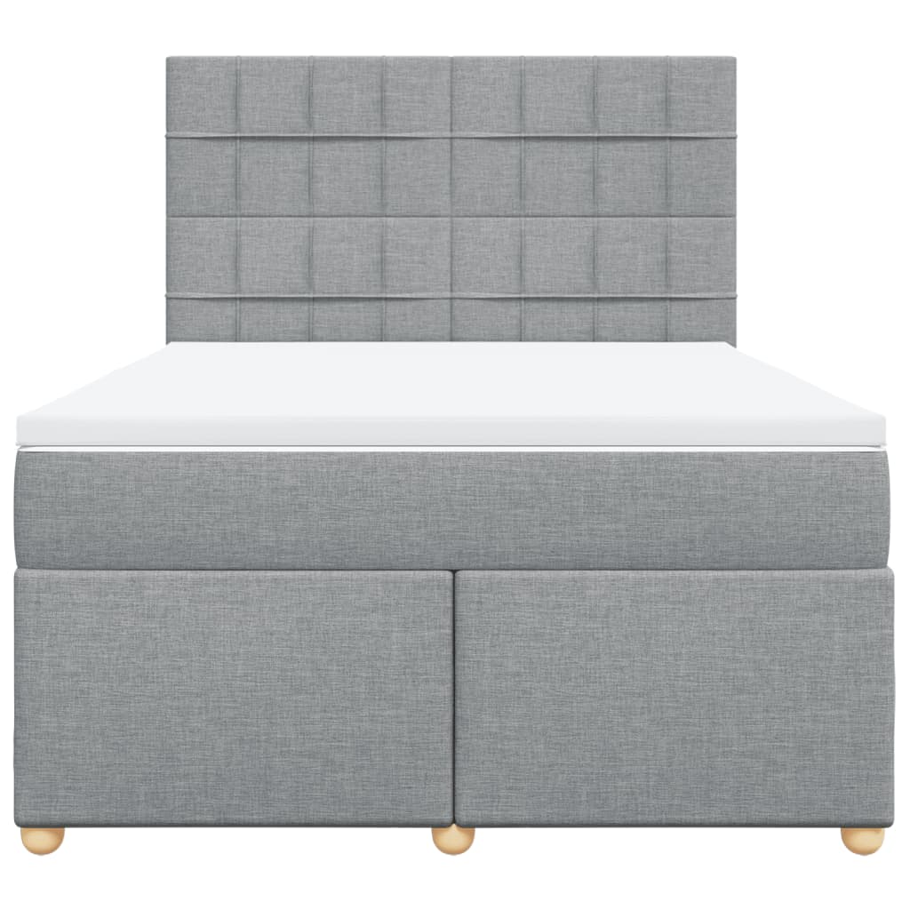 Krevet box spring s madracem svjetlosivi 140x200 cm od tkanine