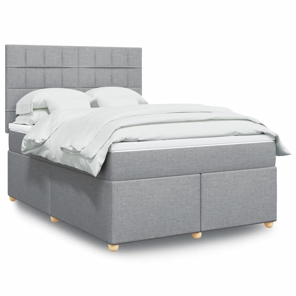 Krevet box spring s madracem svjetlosivi 140x200 cm od tkanine