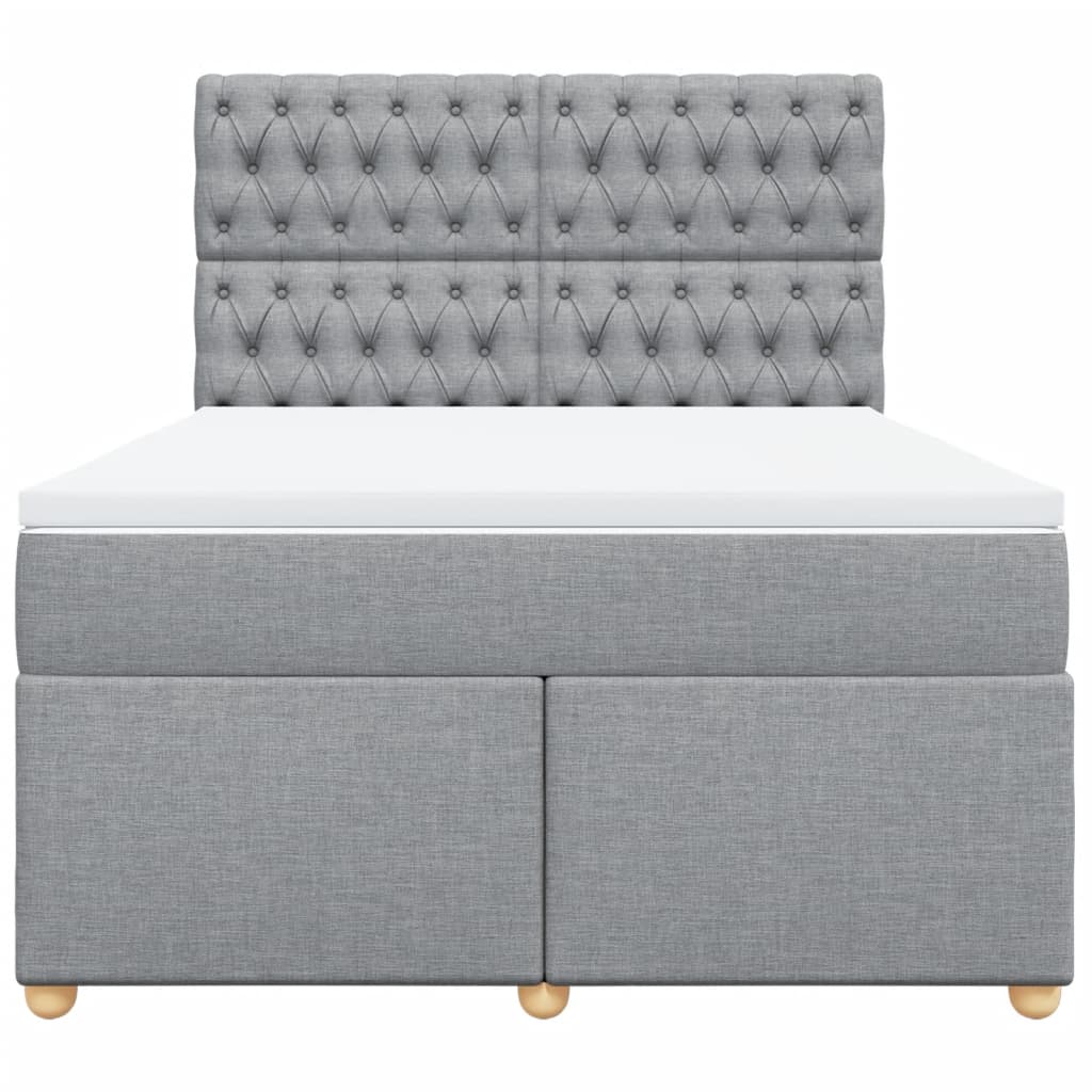 Krevet box spring s madracem svjetlosivi 140x200 cm od tkanine