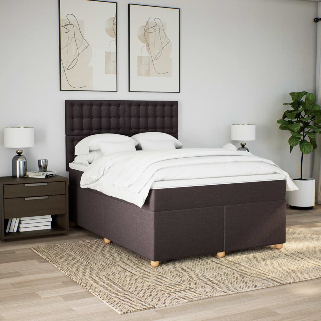 Krevet s oprugama i madracem tamnosmeđi 140x200 cm tkanina