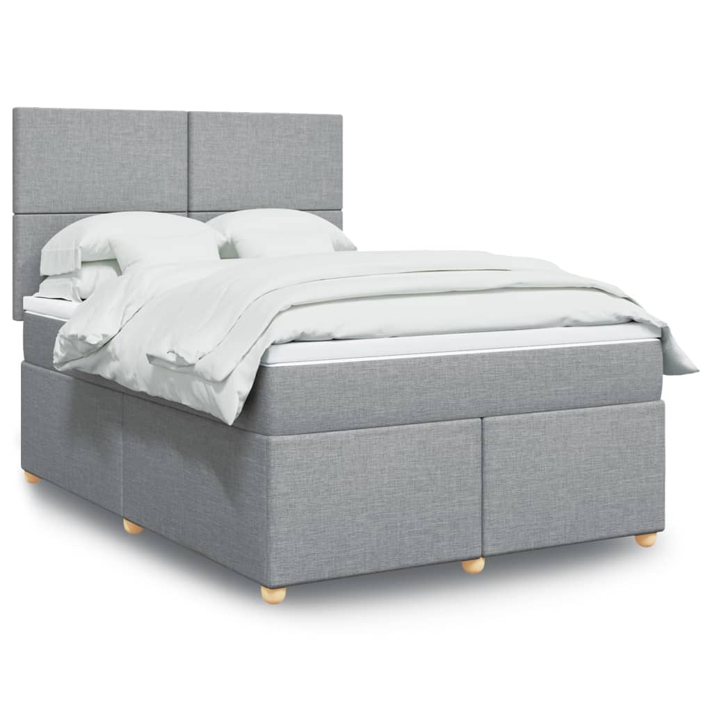 Krevet box spring s madracem svjetlosiva 160x200 cm tkanina