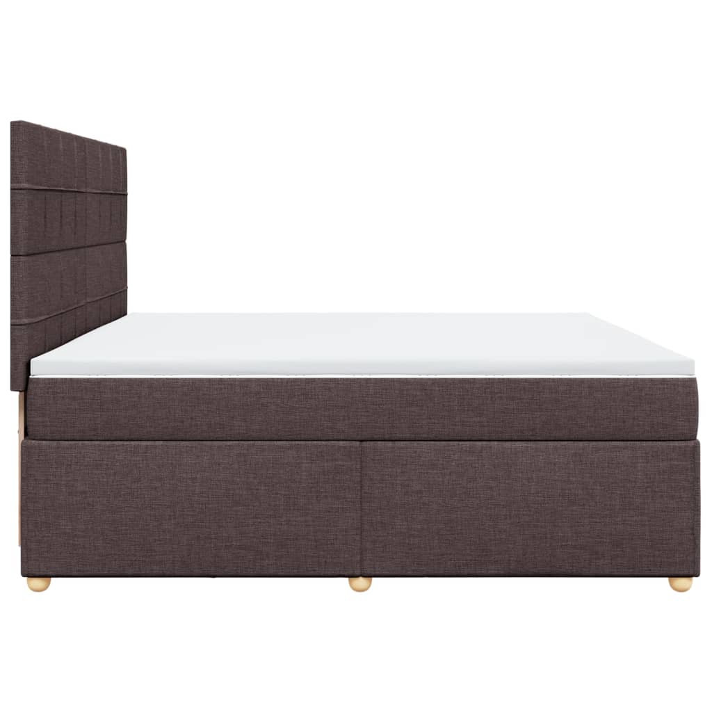 Krevet s oprugama i madracem tamnosmeđi 200x200 cm od tkanine