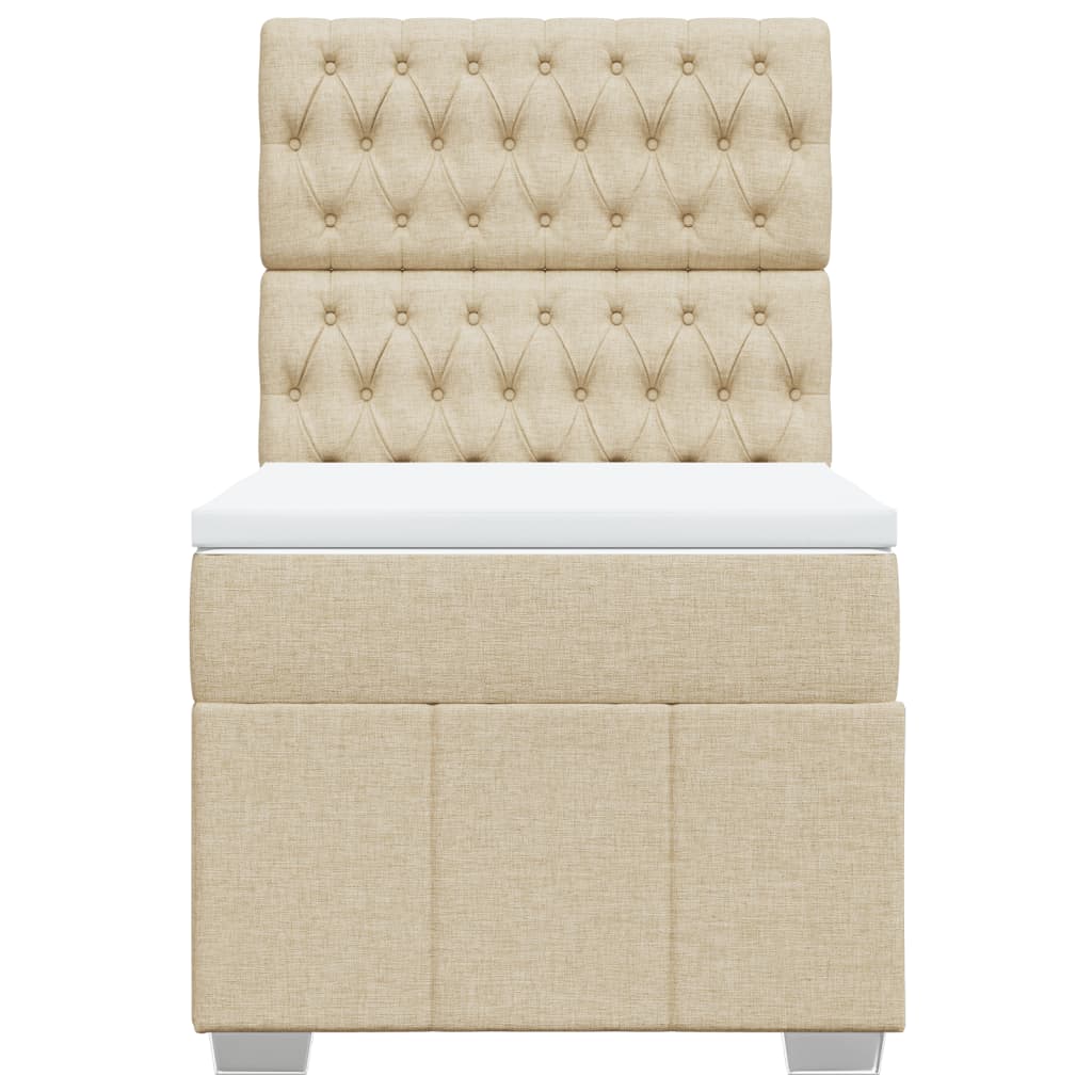 Okvir kreveta s oprugama i madrac krem 80x200 cm od tkanine