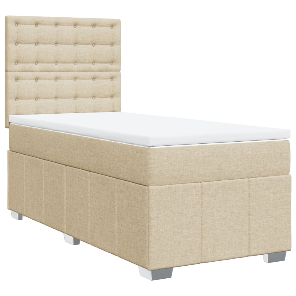 Krevet s oprugama i madracem krem 90 x 200 cm od tkanine