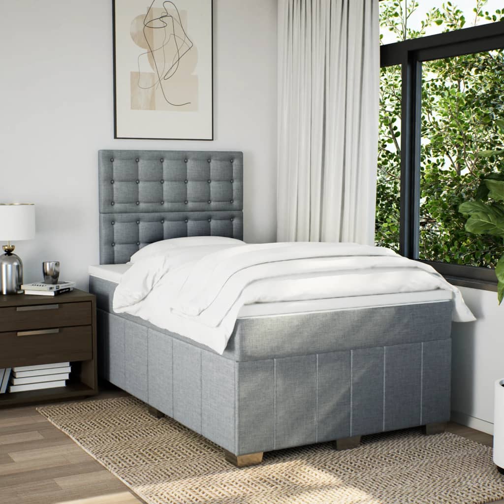 Krevet s oprugama i madracem svjetlosivi 120x190 cm od tkanine