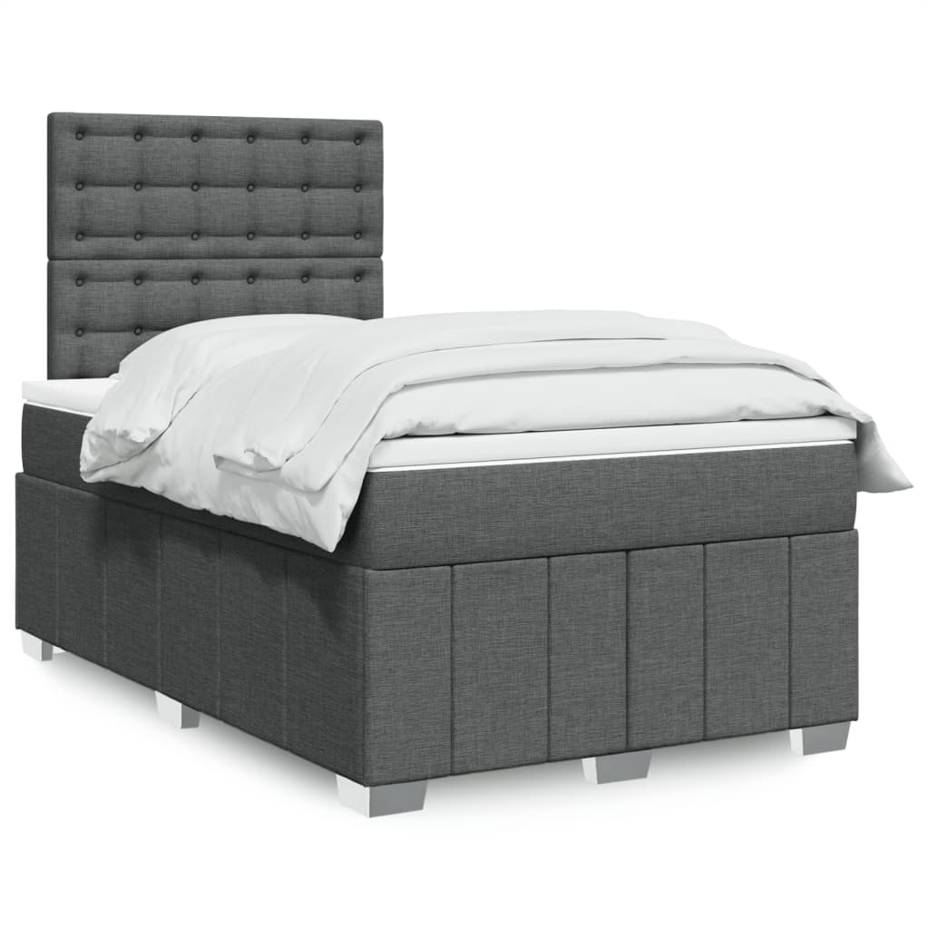 Krevet box spring s madracem tamnosivi 120 x 190 cm tkanina