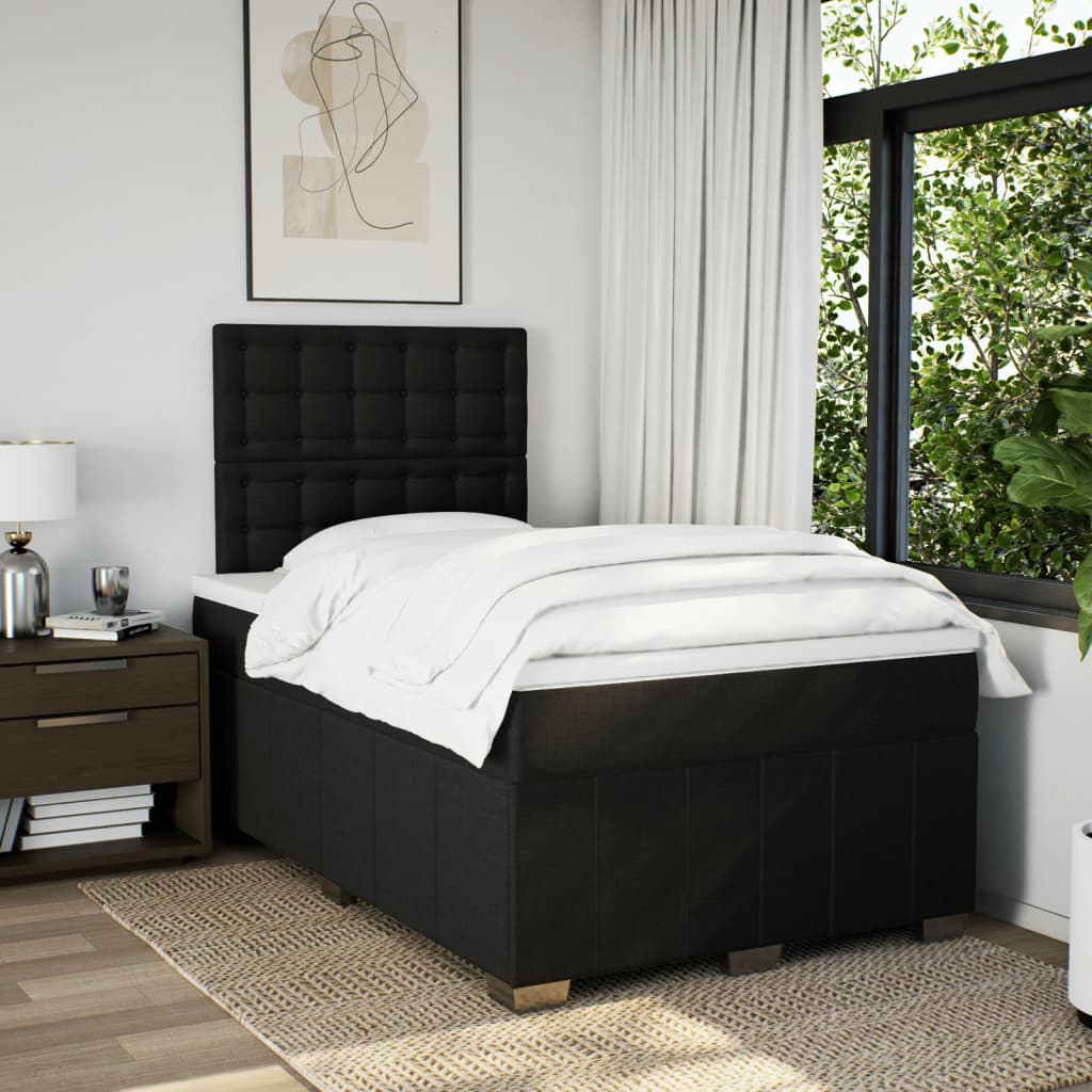 Krevet box spring s madracem crni 120 x 190 cm od tkanine