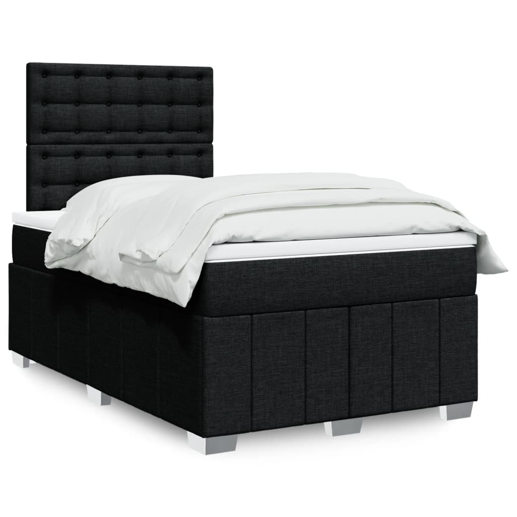 Krevet box spring s madracem crni 120 x 190 cm od tkanine