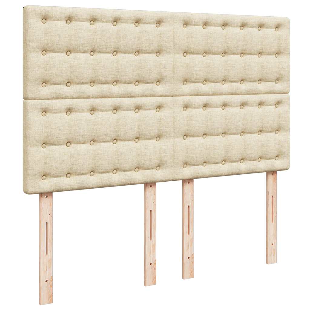 Krevet s oprugama i madracem krem 140 x 190 cm od tkanine