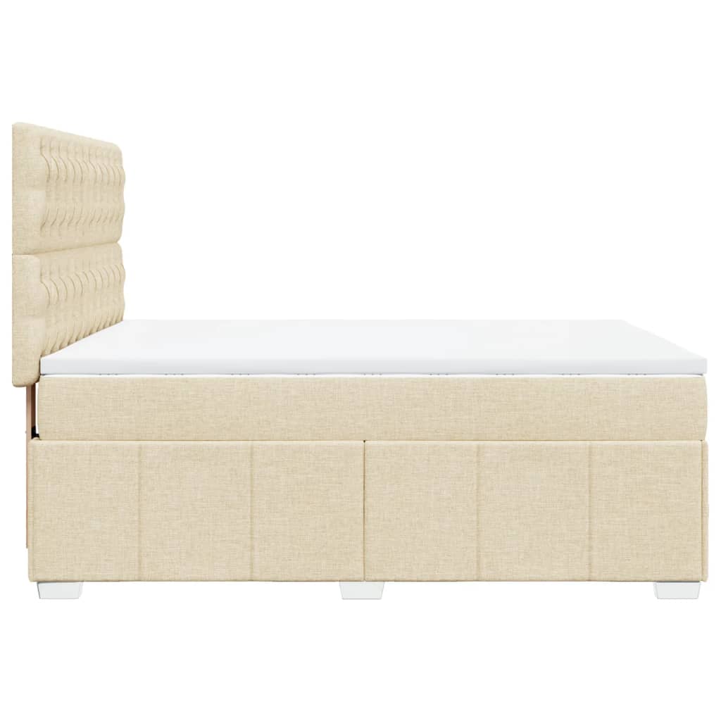 Krevet s oprugama i madracem krem 140x200 cm od tkanine
