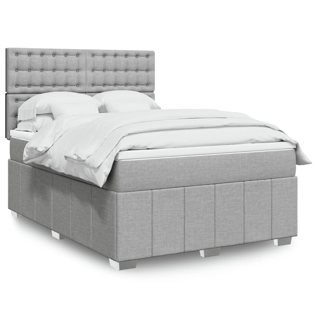Krevet box spring s madracem svjetlosivi 140x200 cm od tkanine
