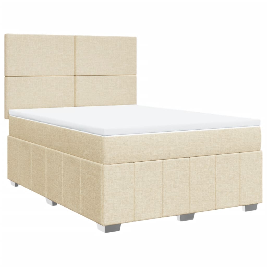 Krevet s oprugama i madracem krem 160x200 cm od tkanine