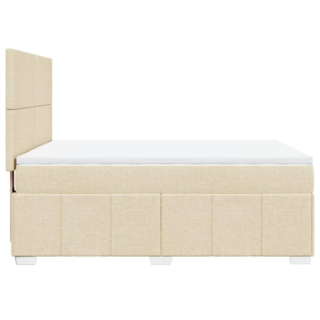 Krevet s oprugama i madracem krem 160x200 cm od tkanine