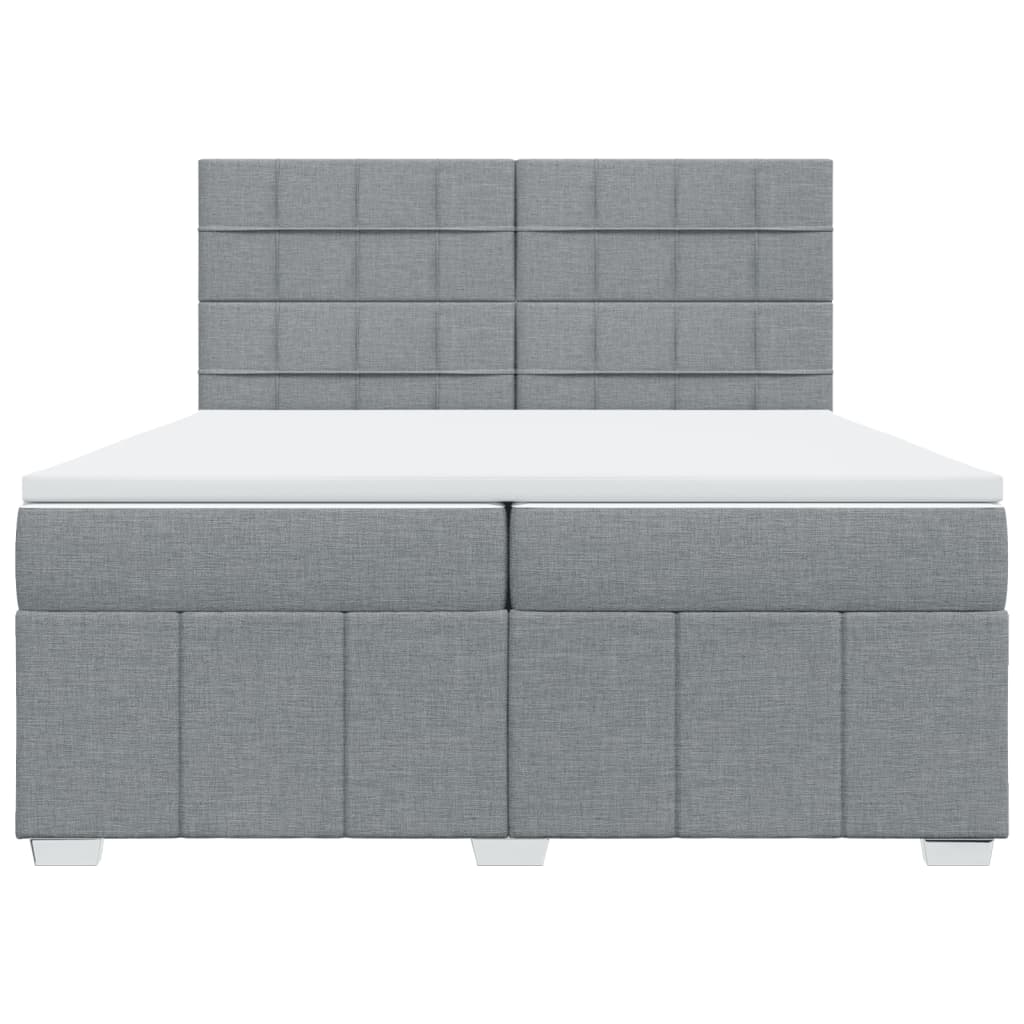Krevet s oprugama i madracem svjetlosivi 200 x 200cm od tkanine