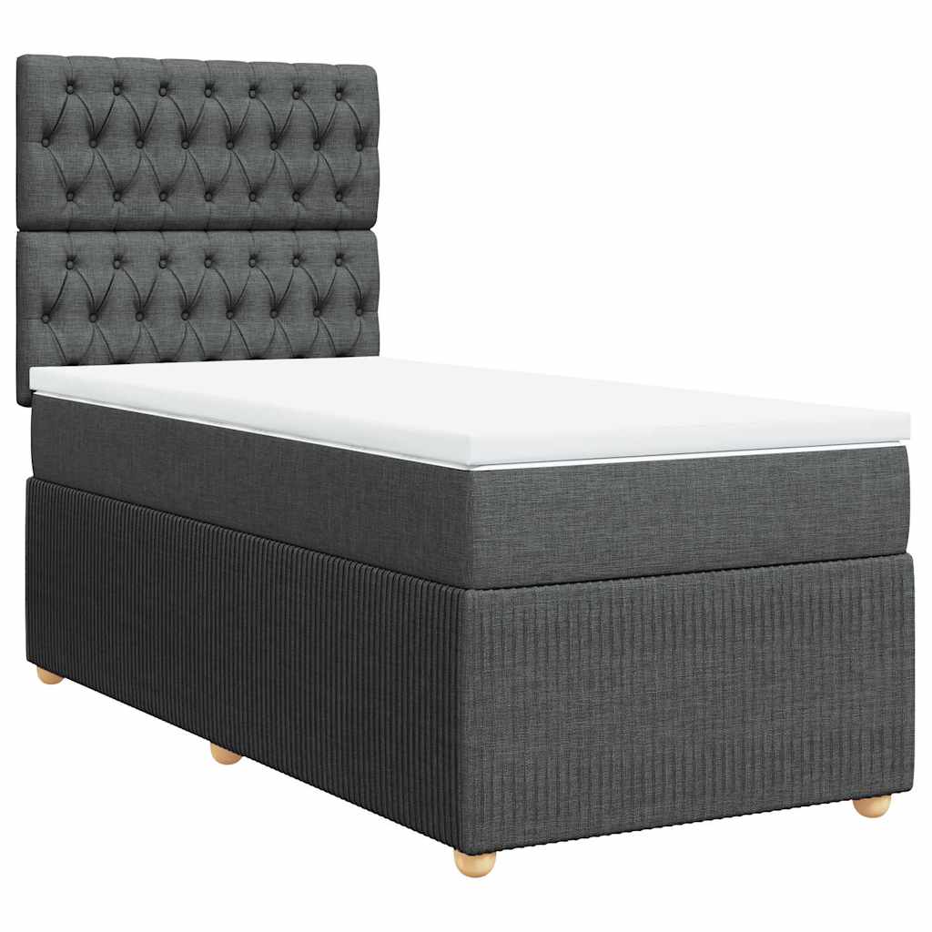 Krevet s oprugama i madracem tamnosivi 90 x 190 cm od tkanine