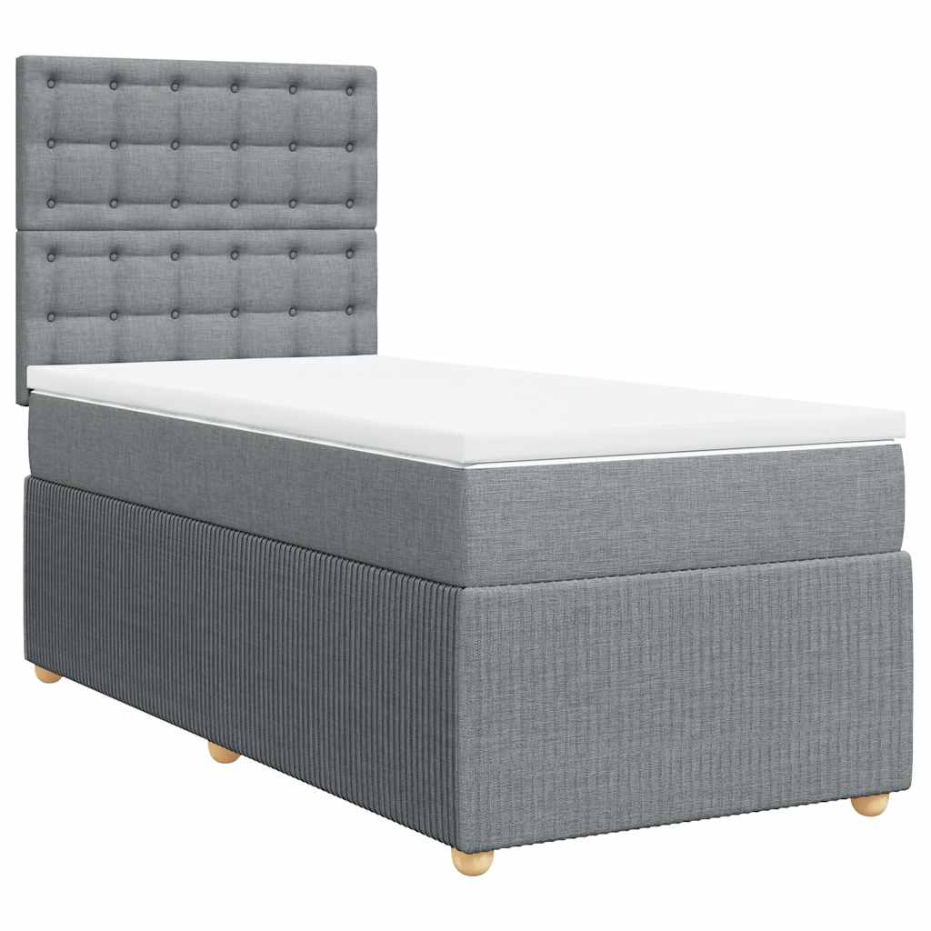 Box spring krevet s madracem svjetlosivi 90x190 cm od tkanine