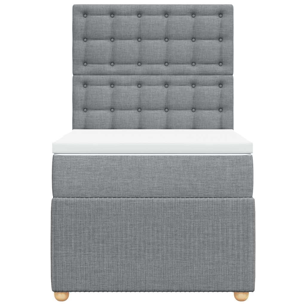Box spring krevet s madracem svjetlosivi 90x190 cm od tkanine