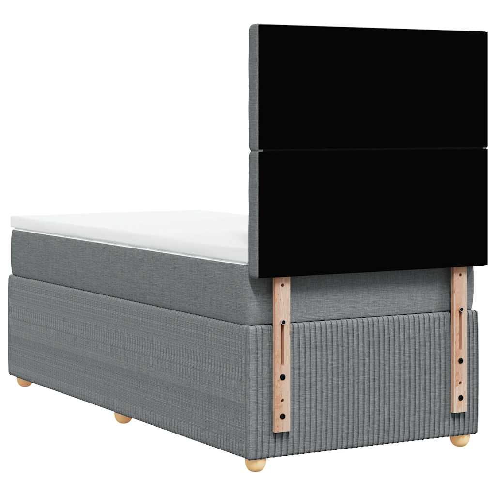 Box spring krevet s madracem svjetlosivi 90x190 cm od tkanine