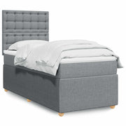 Box spring krevet s madracem svjetlosivi 90x190 cm od tkanine