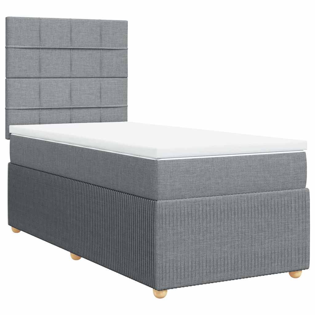 Krevet s oprugama i madracem svjetlosivi 100x200 cm od tkanine