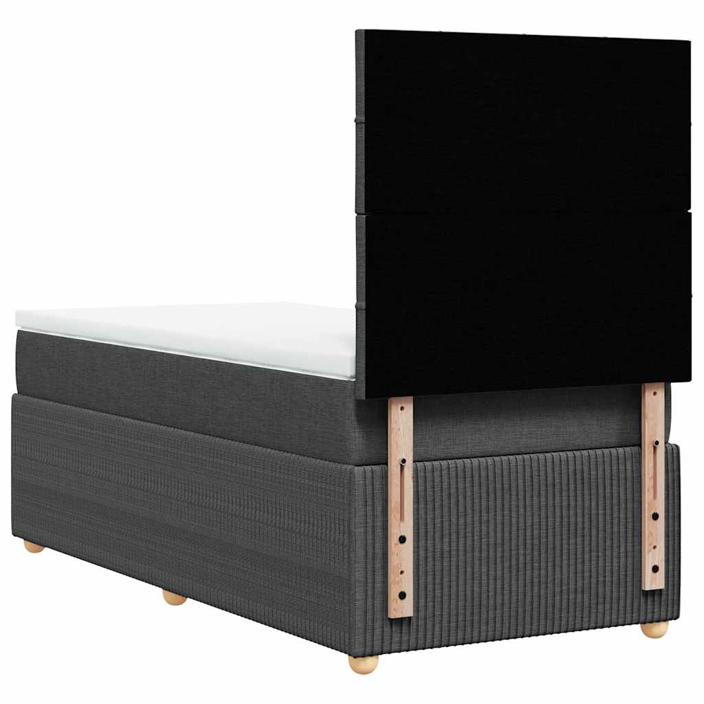 Krevet s oprugama i madracem tamnosivi 100 x 200 cm od tkanine