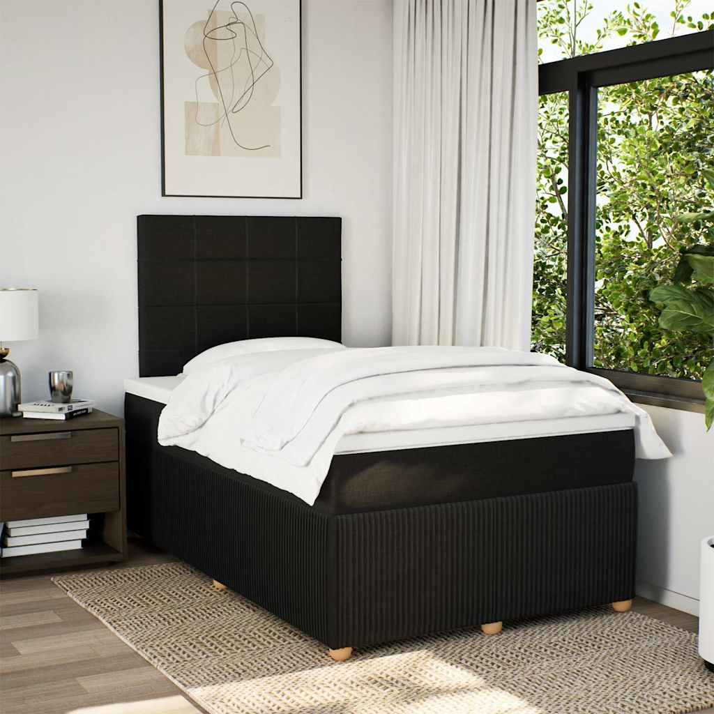 Krevet box spring s madracem crni 120 x 190 cm od tkanine