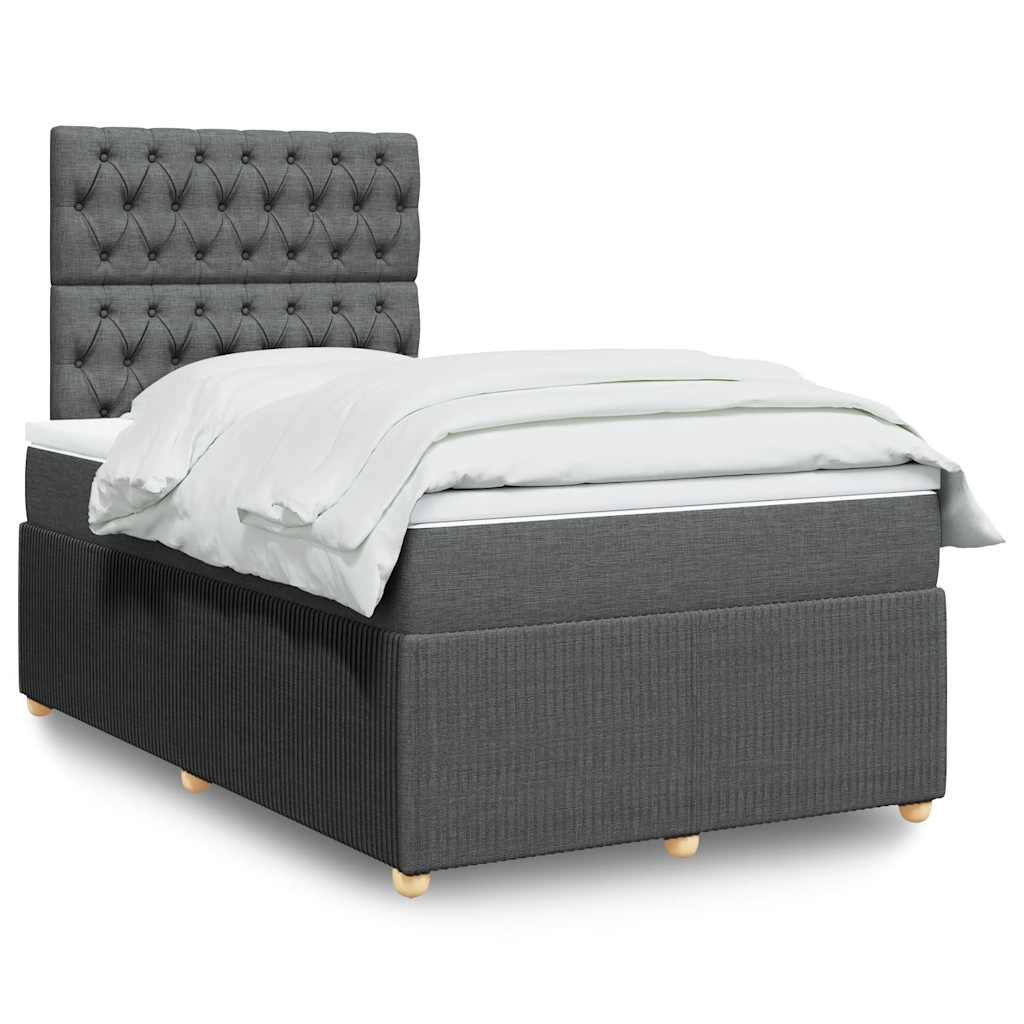 Krevet box spring s madracem tamnosivi 120 x 190 cm tkanina