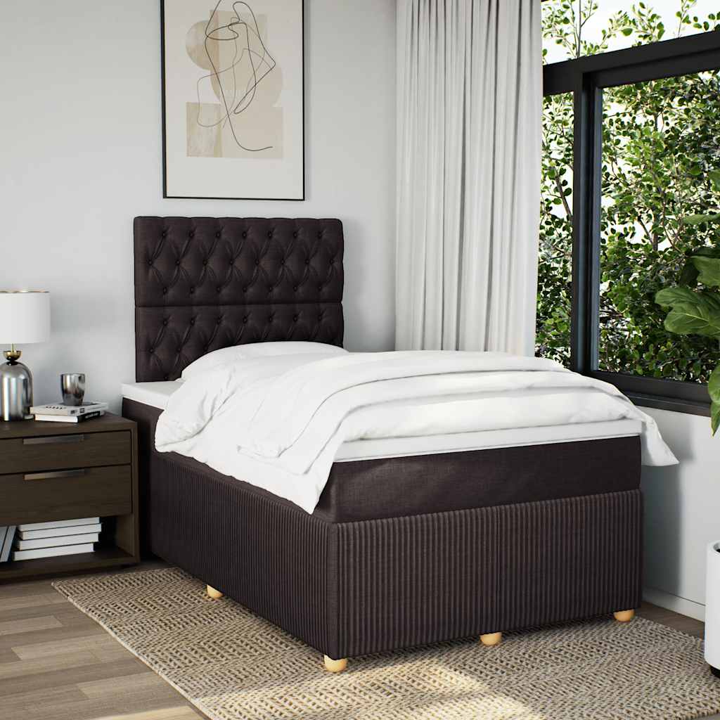 Krevet box spring s madracem tamnosmeđi 120 x 190 cm od tkanine