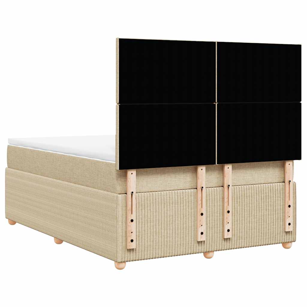 Krevet s oprugama i madracem krem 140 x 190 cm od tkanine