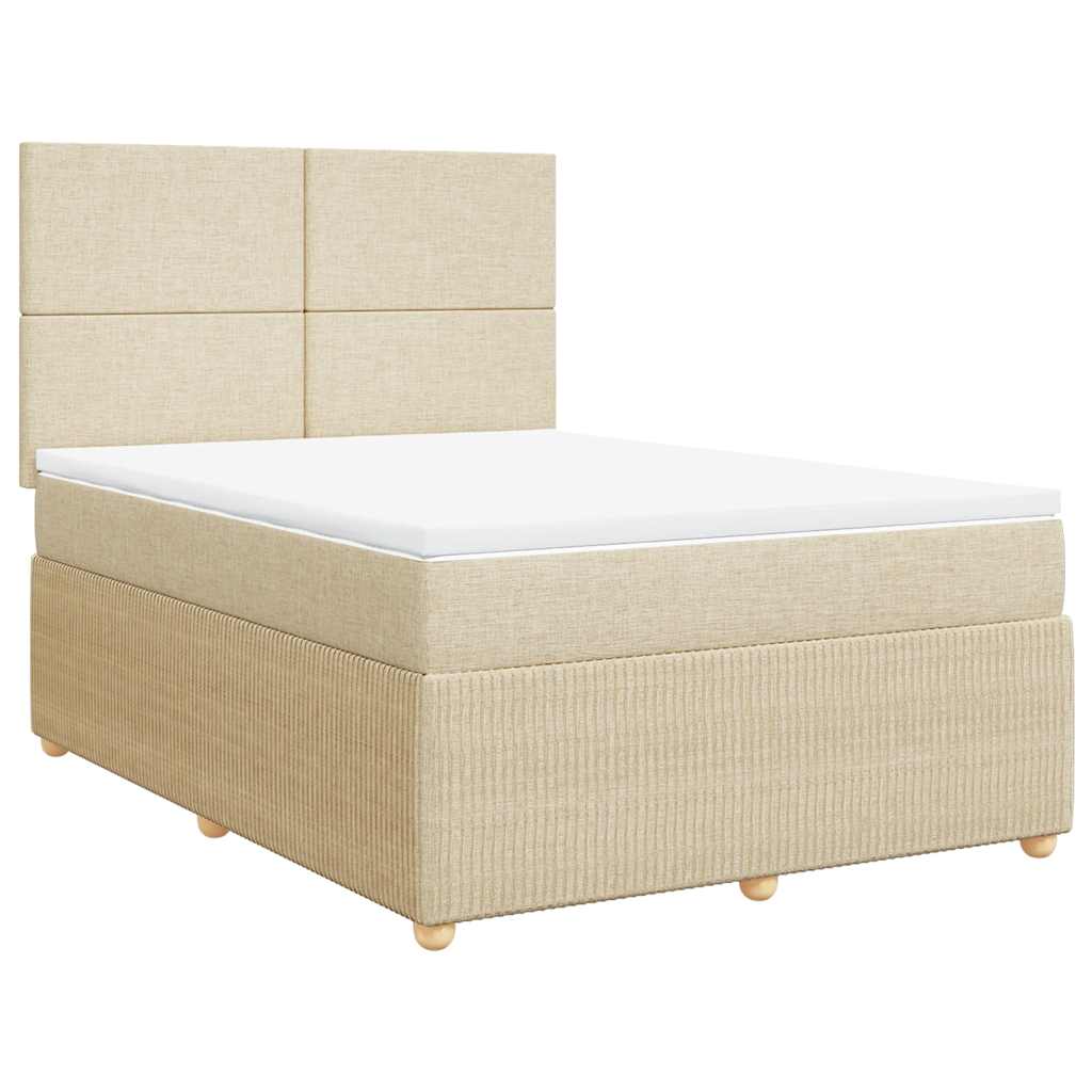 Krevet s oprugama i madracem krem 140x200 cm od tkanine