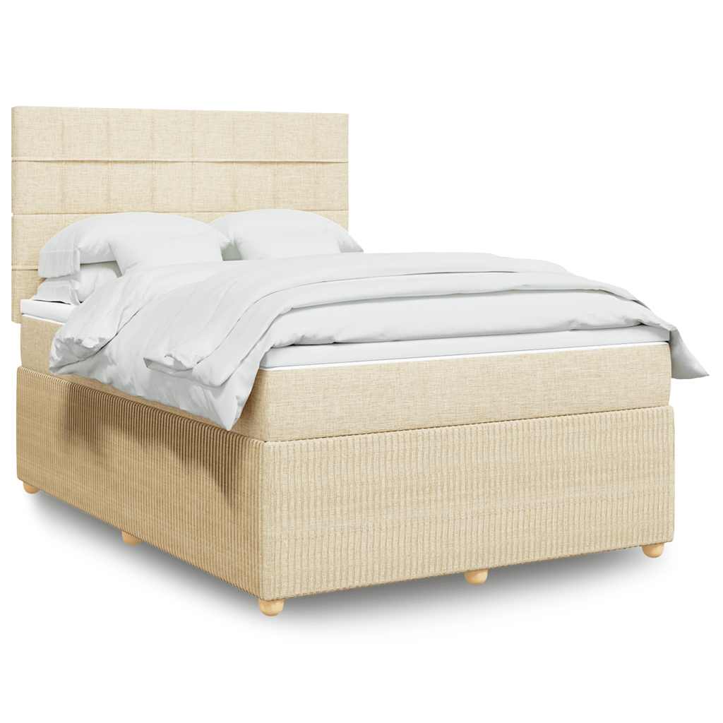 Krevet s oprugama i madracem krem 140x200 cm od tkanine