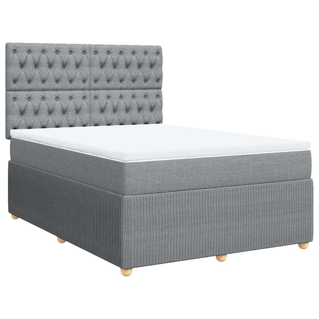 Krevet box spring s madracem svjetlosivi 140x200 cm od tkanine