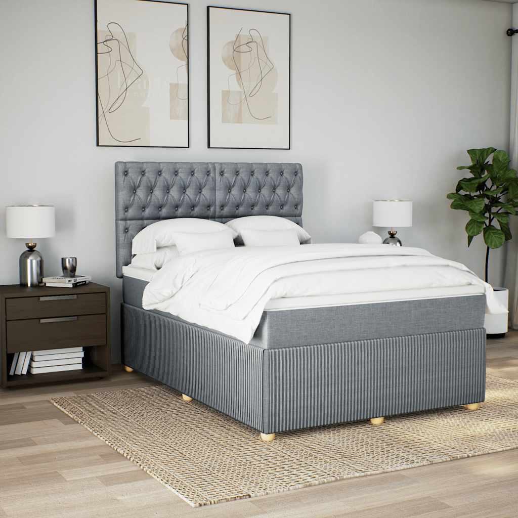 Krevet box spring s madracem svjetlosivi 140x200 cm od tkanine