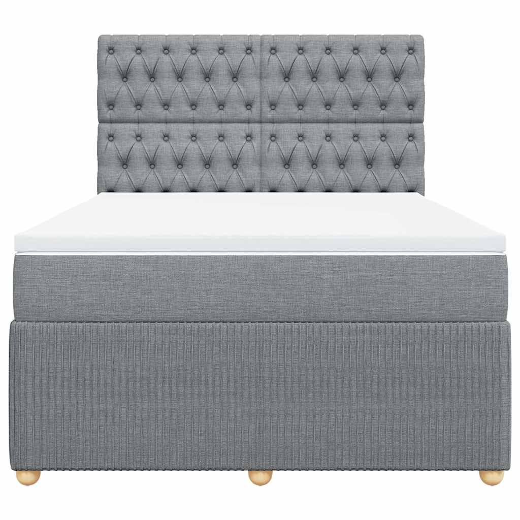 Krevet box spring s madracem svjetlosivi 140x200 cm od tkanine