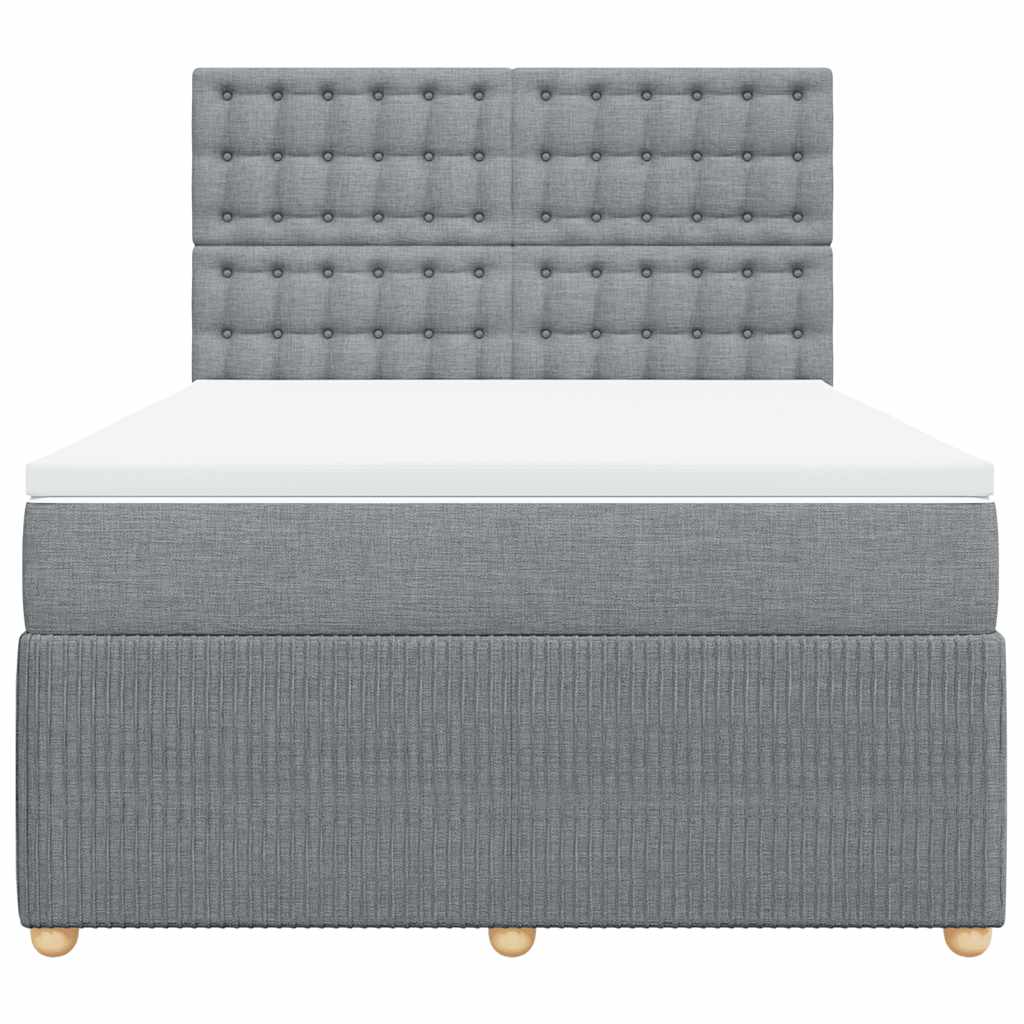 Krevet box spring s madracem svjetlosivi 140x200 cm od tkanine
