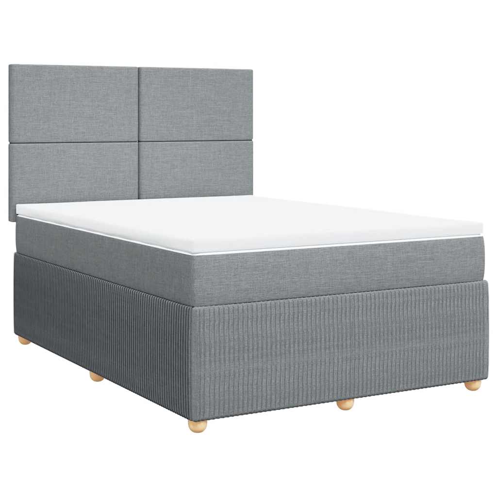 Krevet box spring s madracem svjetlosiva 160x200 cm tkanina
