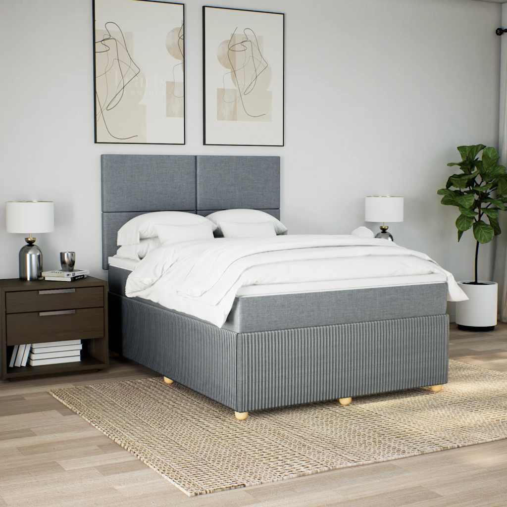 Krevet box spring s madracem svjetlosiva 160x200 cm tkanina