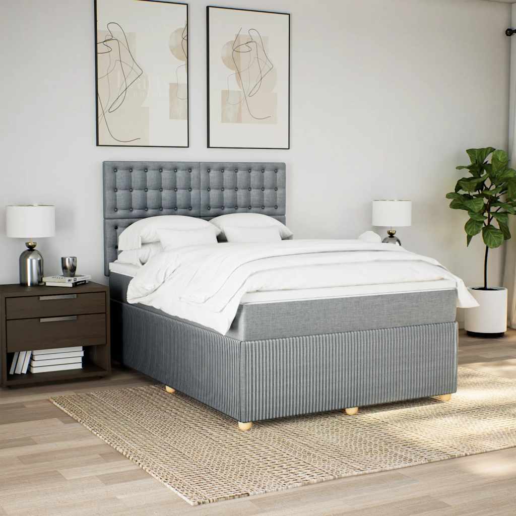 Krevet box spring s madracem svjetlosiva 160x200 cm tkanina