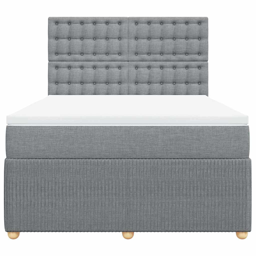 Krevet box spring s madracem svjetlosiva 160x200 cm tkanina