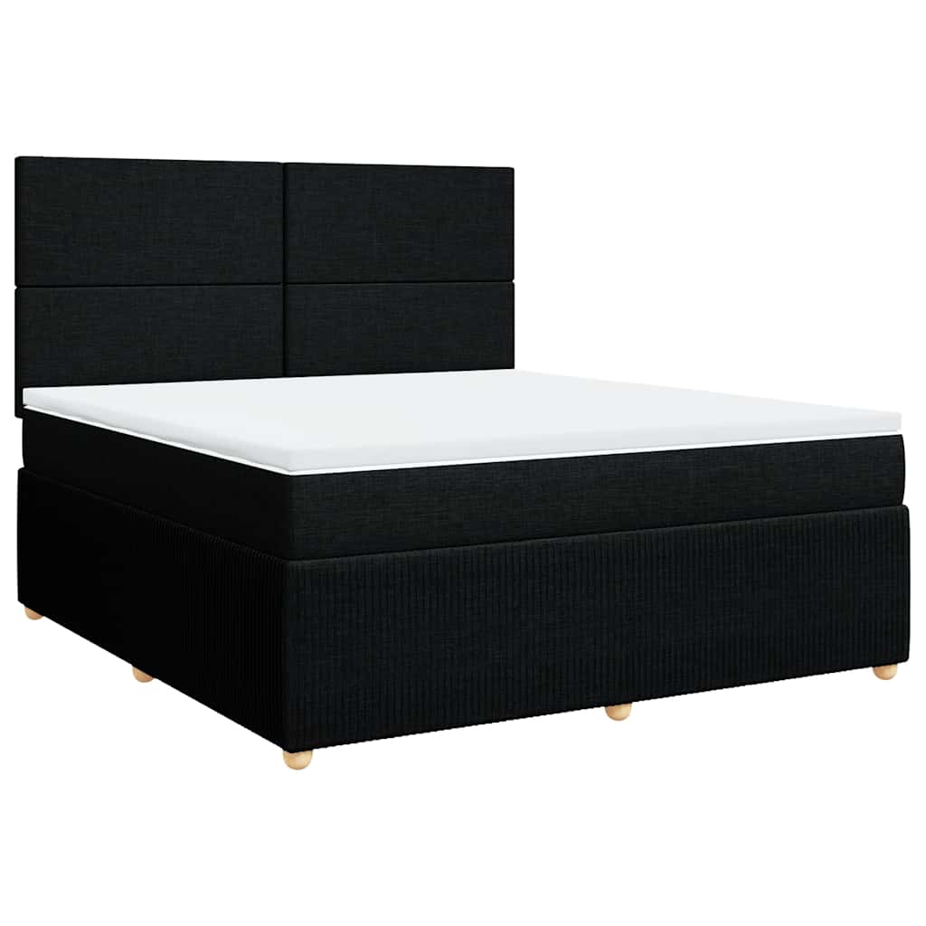 Krevet s oprugama i madracem crni 180x200 cm od tkanine