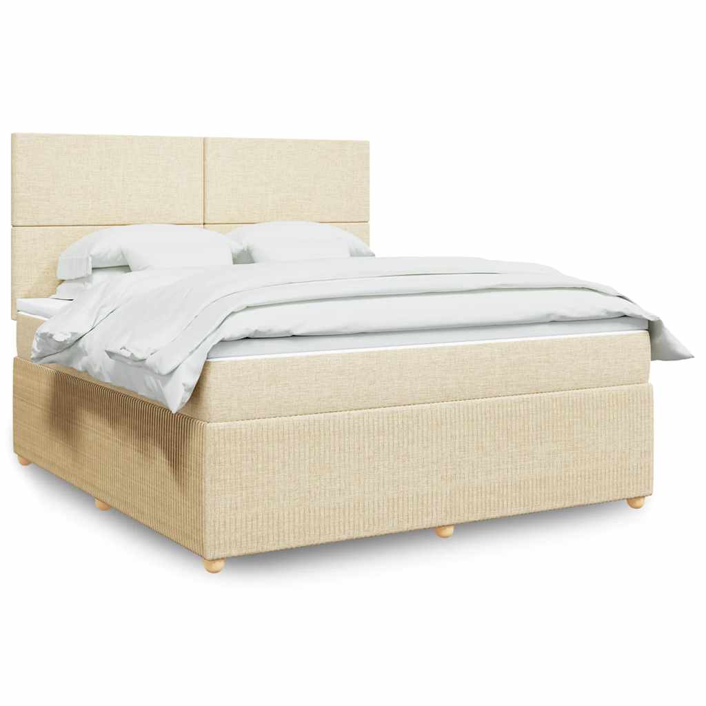 Krevet s oprugama i madracem krem 180x200 cm od tkanine