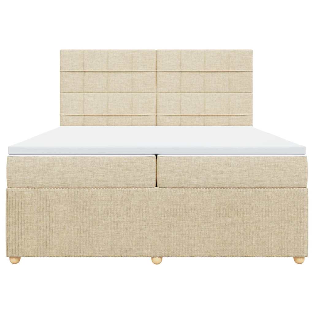 Krevet s oprugama i madracem krem 200 x 200 cm od tkanine