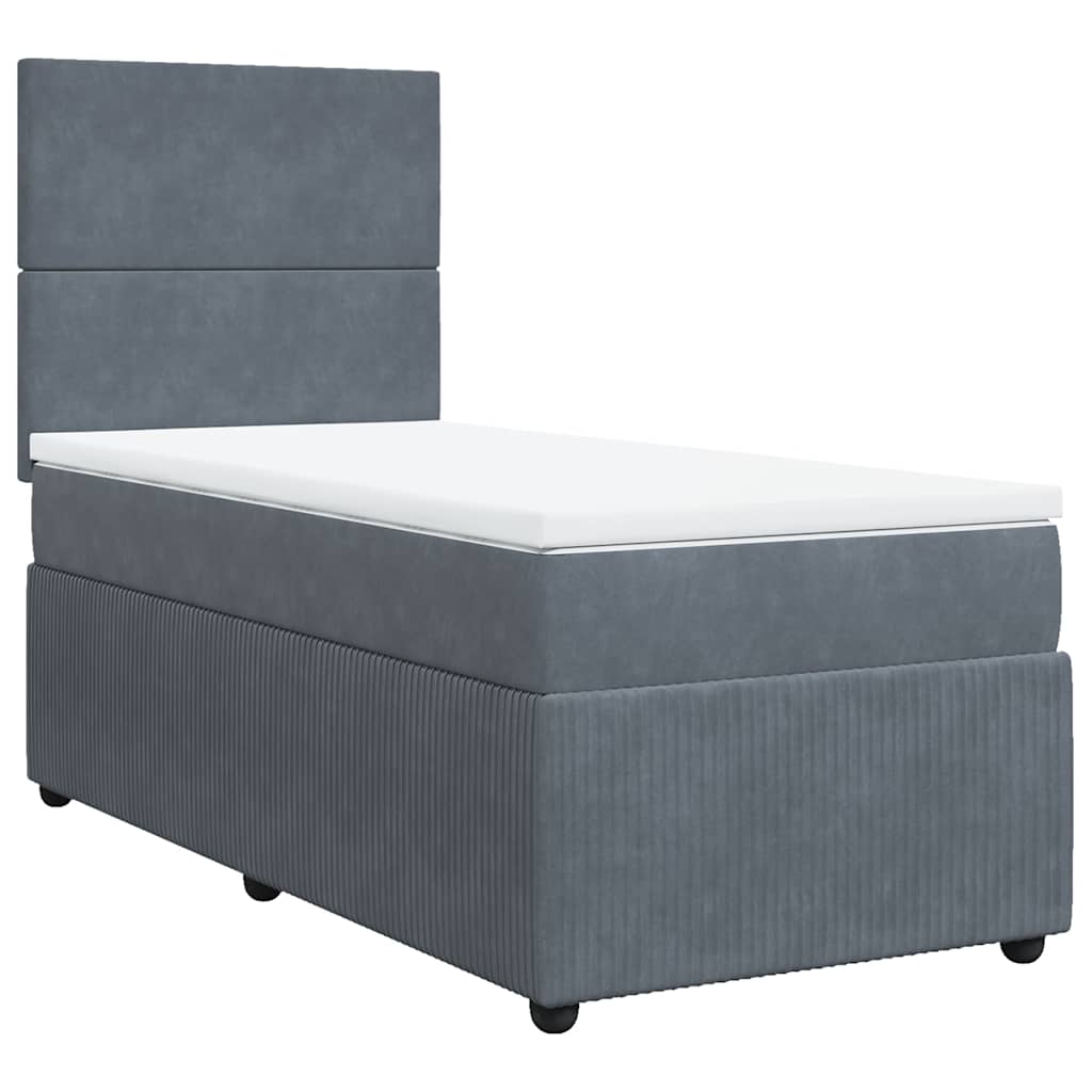 Box spring krevet s madracem tamnosivi 80 x 200 cm baršunasti