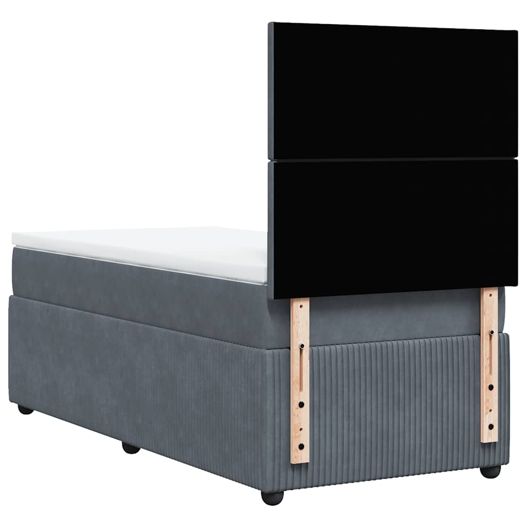 Box spring krevet s madracem tamnosivi 80 x 200 cm baršunasti