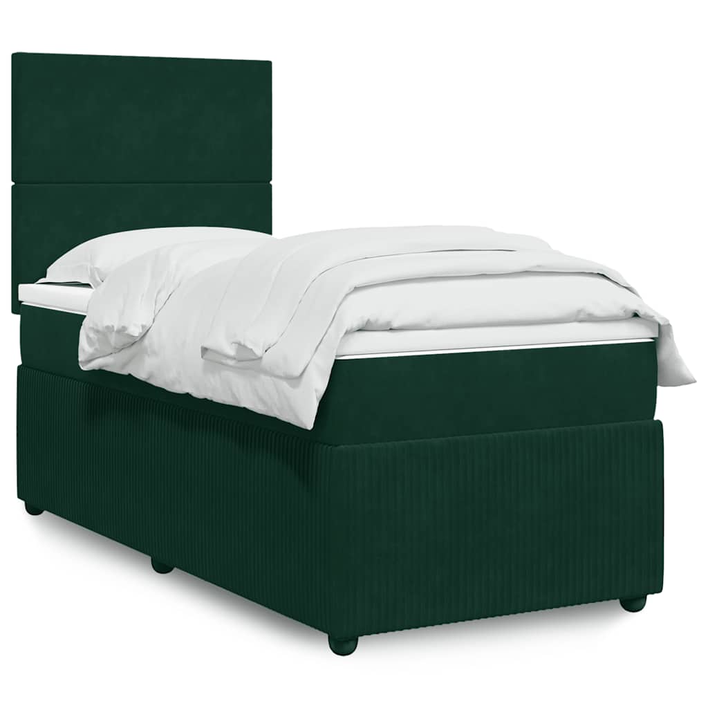 Box spring krevet s madracem tamnozeleni 80 x 200 cm baršunasti