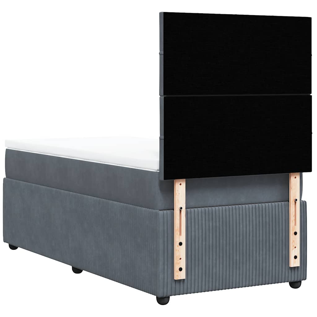 Box spring krevet s madracem tamnosivi 80 x 200 cm baršunasti