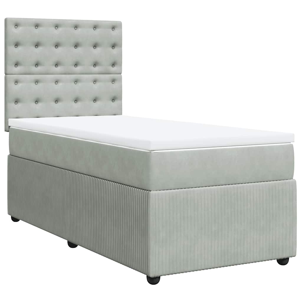 Box spring krevet s madracem svjetlosivi 80 x 200 cm baršunasti